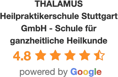 Google Ranking der Heilpraktikerschule Thalamus Stuttgart mit 4.8 Sternen